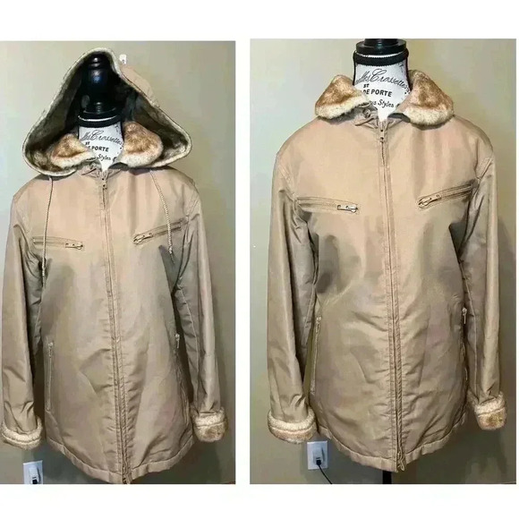Vintage London Fog Women’s Fur Lined Chore Coat | Removable Hood Wmns Size 11/12 - Picture 1 of 13